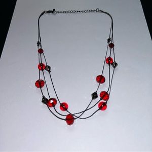 Red and black triple layer Necklace